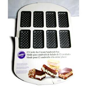 Wilton 12-Cavity Ice Cream Sandwich Pan Nonstick Baking Mold Homemade Desserts